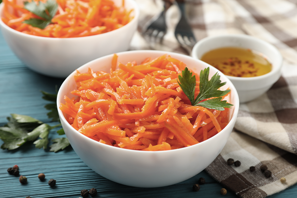 Carottes râpées à l’orange et au miel Carottes râpées à l’orange et au miel