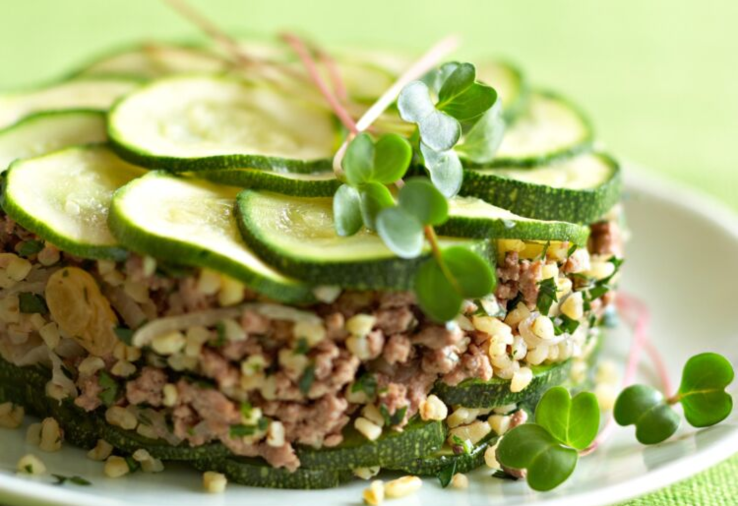 Tian de courgettes à l’agneau et au blé Tian de courgettes à l’agneau et au blé