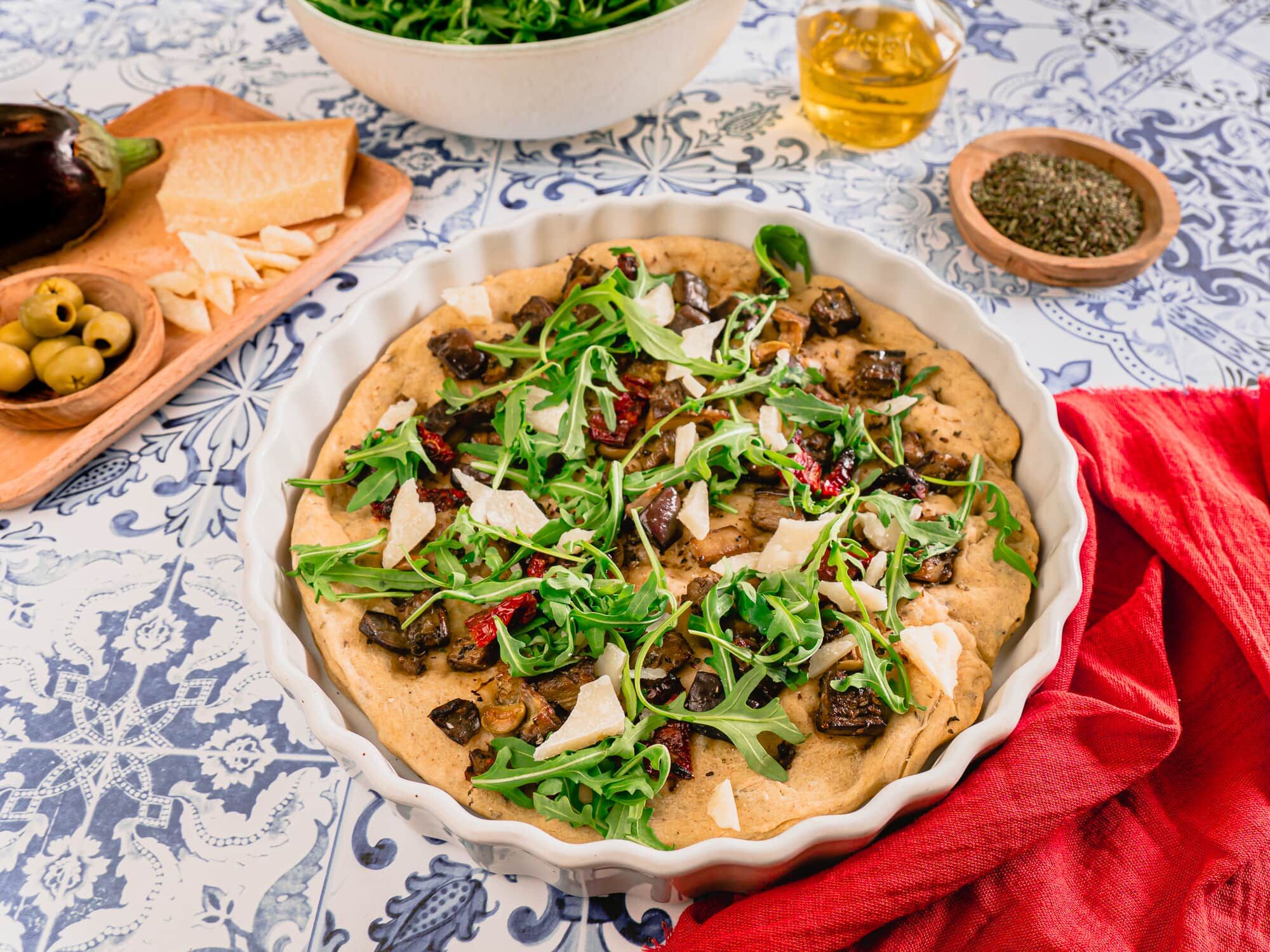 Focaccia à l'aubergine et au parmesan Focaccia à l'aubergine et au parmesan